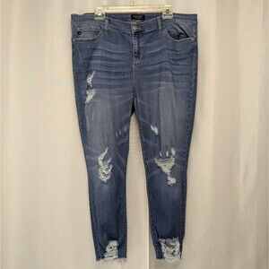 NWOT Judy Blue Distressed Women Size 2XL High Rise Stretch Jeans